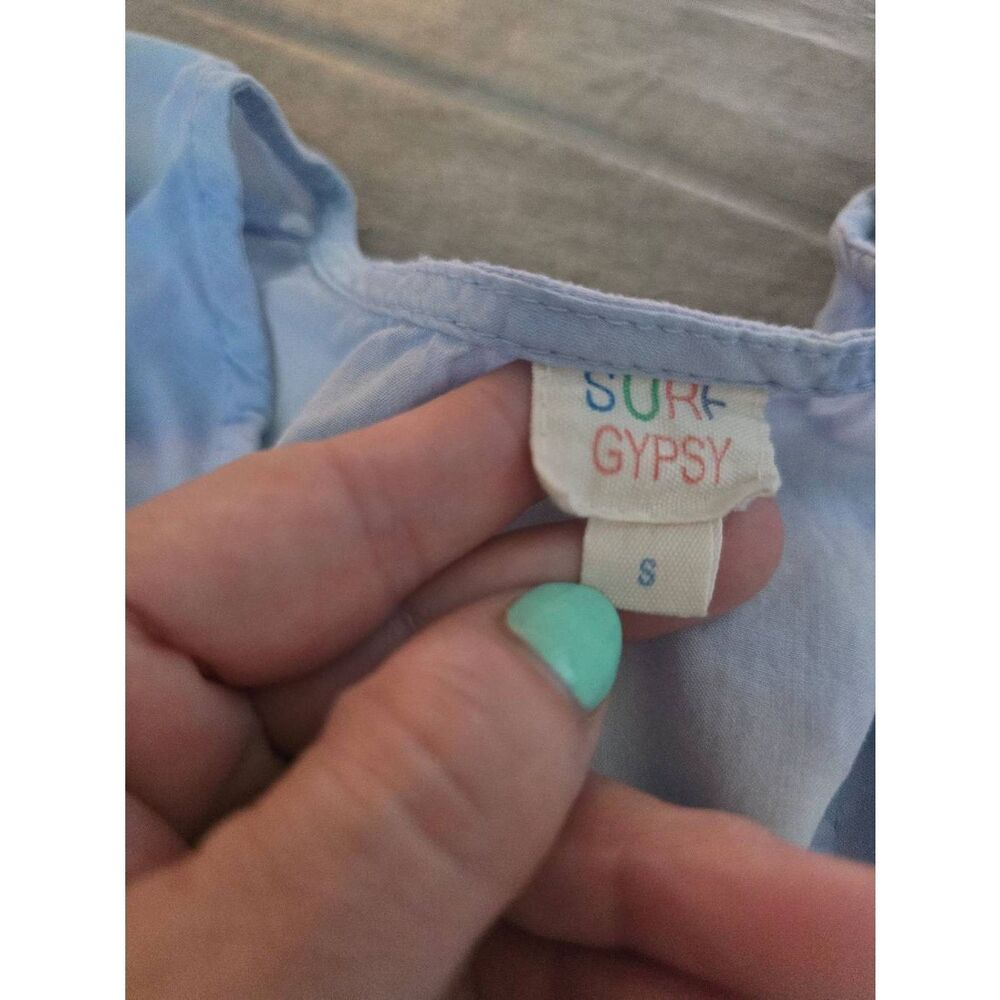 Women's Surf Gypsy Multicolor Tie Dye‎ Blue Tassel Swim Cover-up Size Small - Picture 5 of 6